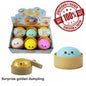SQUISHY Ravioli (Dumpling) 8,5cm TPR+PVA in display da 12pz (Un Raviolo Glitter Gold TPR+Gel a Sorpresa) 6ass